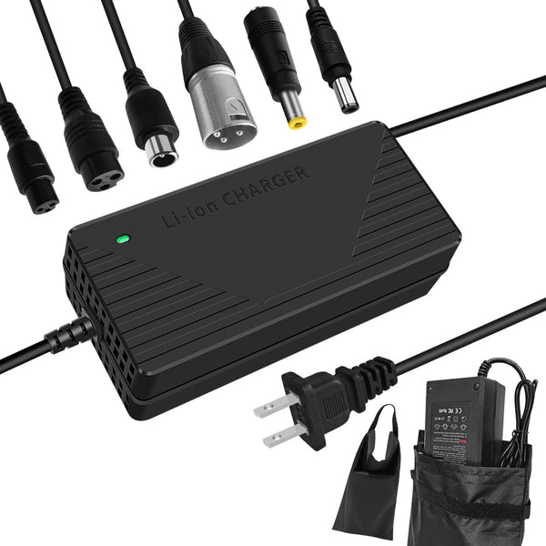 54.6V 3A/5A Fast Charger + Waterproof Bag for All Batteries with a Nominal Voltage of 48V (Fully Charged 54.6V),Including Car Truck Lawn Mower Boat Marine Batteries (5A 6-in-1 Plug)