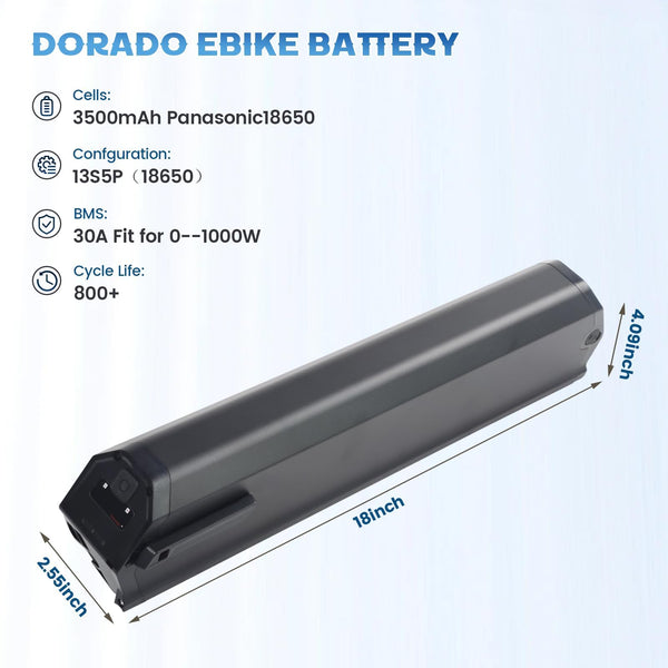Reention Dorado Electric Bike Battery 48V 14Ah 17.5Ah Fit ForGIO Magnum i6 NCM Shengmilo MX03 EBike Batteries and Base Lock (48v17.5Ah-458mm)
