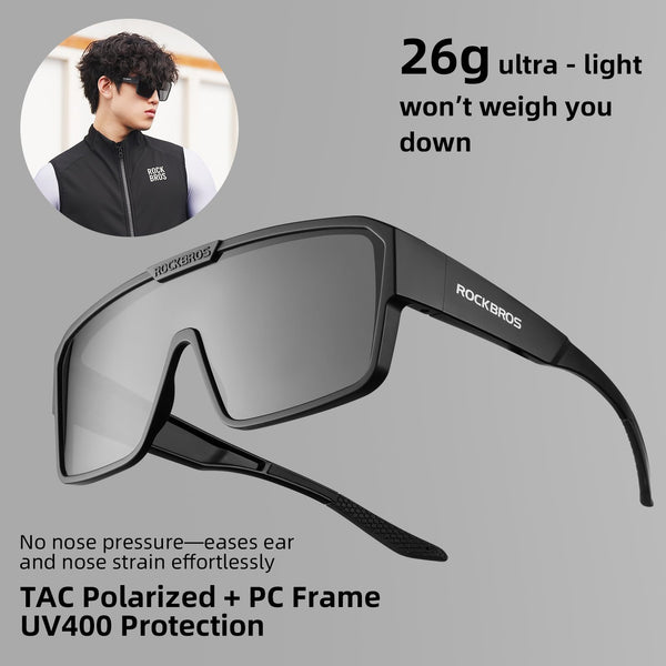ROCKBROS Sunglasses Over Glasses for Men Women Polarized Fit Over Glasses Sunglasses for Fishing Cycling Driving