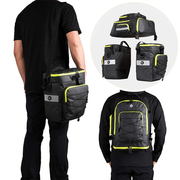 Rhinowalk Bike Bag Bike Pannier Bag Set, for Bicycle Cargo Rack Saddle Bag Shoulder Bag Laptop Pannier Rack Bicycle Bag Professional Cycling Accessories 3 in 1-Black.