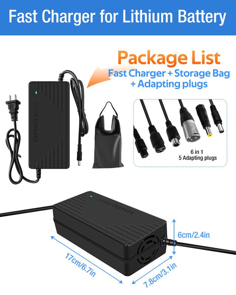 54.6V 3A / 5A Super Fast Charger for 48V Lithium Battery,No Adapter,7 Types of Plugs to Choose from, More Secure.Compatible with Most Plugs. with Cooling System (Cannon/XLR plug-3A)