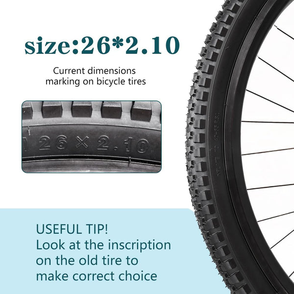 2 Pack 26/27.5 x 2.10 Bike Tires 26/27.5 inch Folding Bike Tires Fit for 26/27.5 X 1.95/2.10/2.125 Mountain Bike Beach Cruiser Bike City Urban Bicycles Bikes