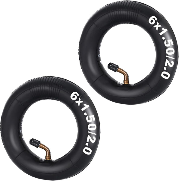 2 set of 6x2" Heavy Duty Inner Tubes with 45° Bent Valve Stem Replacement for Pneumatic Tyre Scooter F0 Pneumatic Wheel Trolley Cart Air Wheel