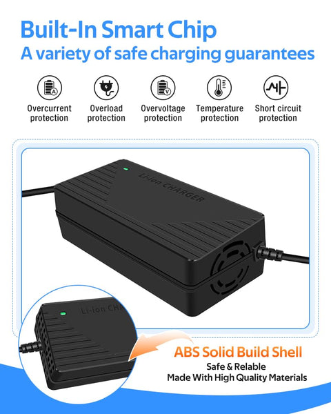 54.6V 3A / 5A Super Fast Charger for 48V Lithium Battery,No Adapter,7 Types of Plugs to Choose from, More Secure.Compatible with Most Plugs. with Cooling System (Cannon/XLR plug-3A)