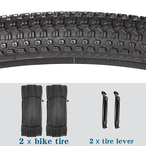 2 Pack Bike Tire 24 26 27.5 X 1.95 27.5 29 X 2.125 Inch Folding Replacement Bike Tire with Tire Levers Foldable Bead Wire Bicycle Tire for Mountain Bike