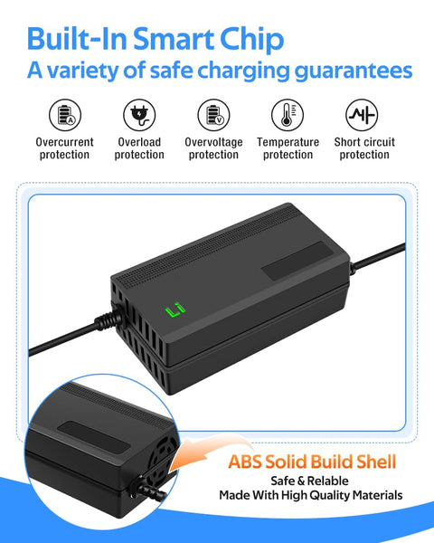 42V 3A Fast Battery Charger,DC5.5x2.1/2.5mm Plug,Not Applicable to Lead-Acid Batteries