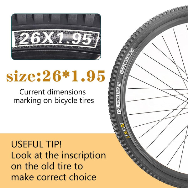 26 X 1.95 Inch Folding Bike Tires with 3mm Anti Puncture Proof Protection for Mountain Bicycles