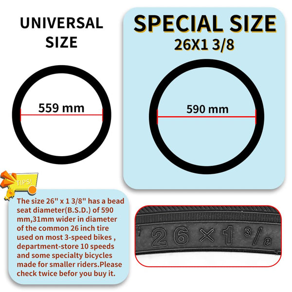 26X1 3/8 (37-590) Road Bike Tires with or Without Bike Tubes 26x1.3/8 32mm AV Schrader Valve