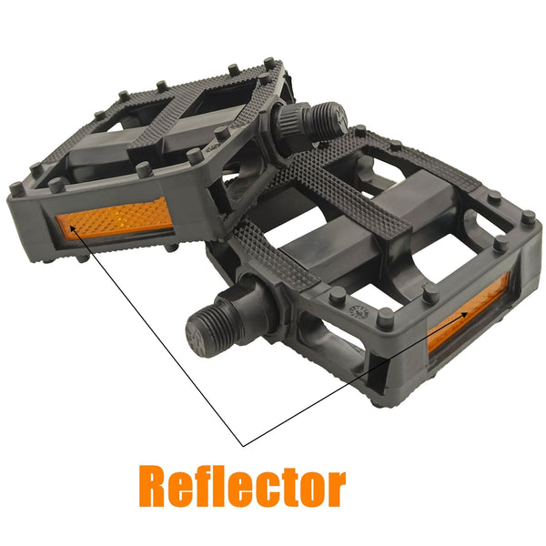 Bike Pedals, 9/16" Non-Slip Bike Pedals with Reflectors, Bicycle Pedals for Road Bike, BMX, Folding Bikes, Urban Bikes, Adult Bicycle