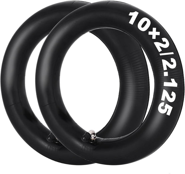 2 Pack 10x2 Inner Tube thickened with Repair Kit, 10x2.125 inch inner tubes with Bent Valve Stem for trikes and baby strollers 10" wheel electric scooter mobility scooters unicycle wheelbarrow