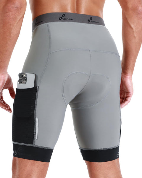 Sportneer Padded Bike Shorts for Men - 4D Padding Mens Bicycle Cycling Biking Clothing Shorts, Breathable and Absorbent