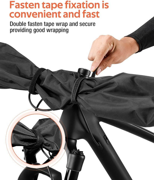 2-Piece Bike Cover for Handlebar,with 2*Drawstring Storage Bags,Easy to Install and disassemble.