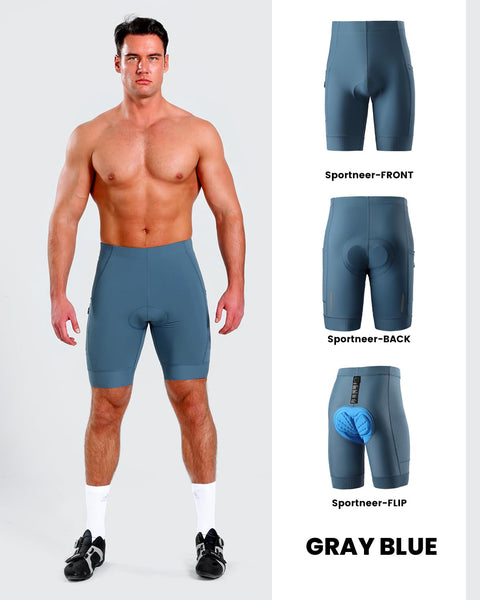 Sportneer Padded Bike Shorts for Men - 4D Padding Mens Bicycle Cycling Biking Clothing Shorts, Breathable and Absorbent