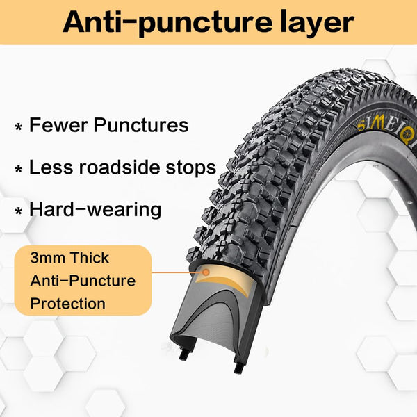 24 X 1.95 Inch Folding Bike Tires with 3mm Anti Puncture Proof Protection for Mountain Bicycles