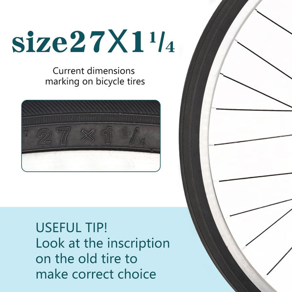 27 X 1 1/4 Bike Tire 27 Inch Road Bike Tires 32-630 Folding Bead Replacement Bicycle Tire Set