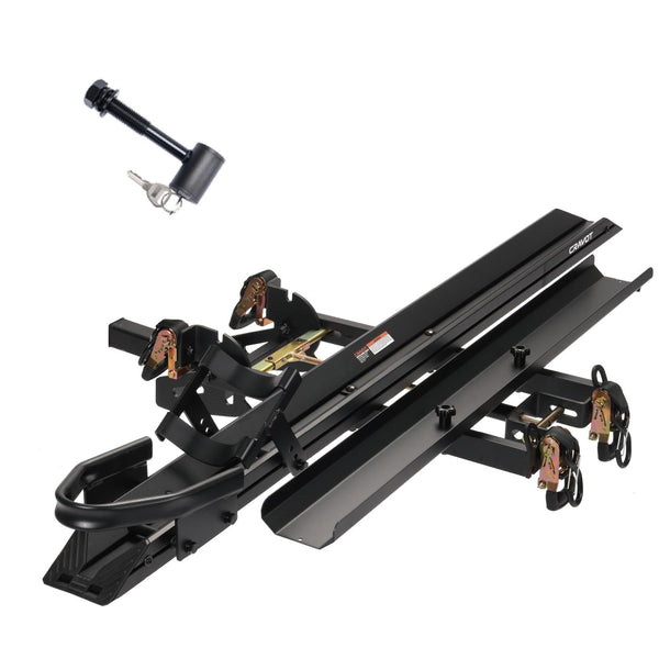 CRAVOT CyberRack E2 Hitch 2 EBike Rack with Ramp, 200 lbs Capacity Electric Bike Carrier Foldable Platform Mount, Up to 5-inch Fat Tire Bicycle for 2'' Receiver Cars Trucks SUVs Minivans RV, Trailer