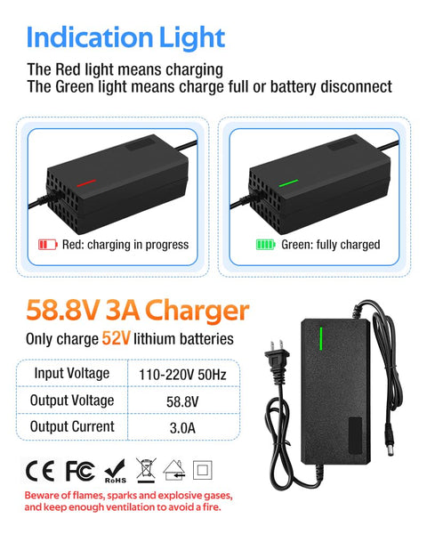 58.8V 3A/5A Charger with 6 Plug Suitable for Various Lithium Batteries, Such as Lawn Mower and Wheelchair Lithium Batteries, etc. (3A-6 Plug)