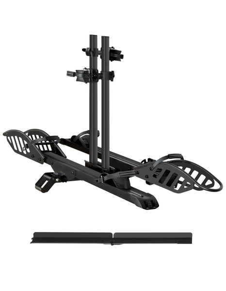 Bike Rack for Car Hitch Mount - Young Electric 2 Ebike Rack Heavy Duty Platform Carrier 200lb Capacity, Smart Tilting & One Hand Folding Bicycle Racks for SUV, Minivan, RV, Fits 5-Inch Fat Tires