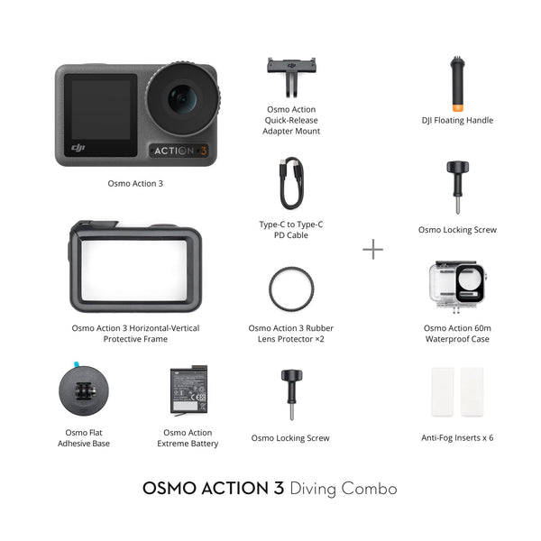 DJI Osmo Action 3 Outdoor Combo, Action Camera 4K with Chest & Backpack Strap Mount for Travel, Sports, Stabilization, Cold Resistant, Waterproof Action Camera with 2 Batteries up to 320 Mins - TRIPPER ELECTRIC BIKES