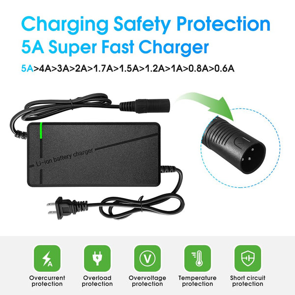 84V 5A Charger for72V Lithium Battery Such as Car Truck Lawn Mower Boat Marine Batteries (IEC Plug)