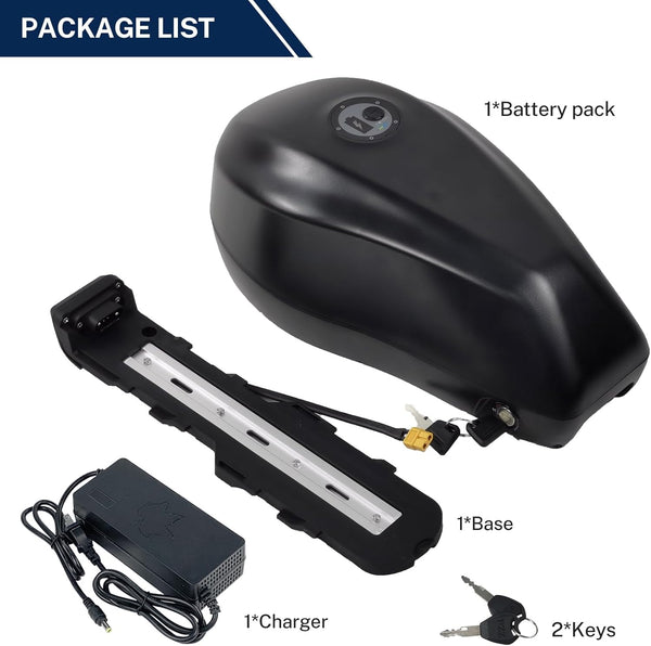 Ebike Battery Fuel Tank 72V 20Ah Electric Bicycle Batteries Pack for 500W 1000W 1500W 2000W Motorcycle Mountain E-Bike Super Powerful 21700 Lithium Cells E Bike Battery with Charger XT90 Base
