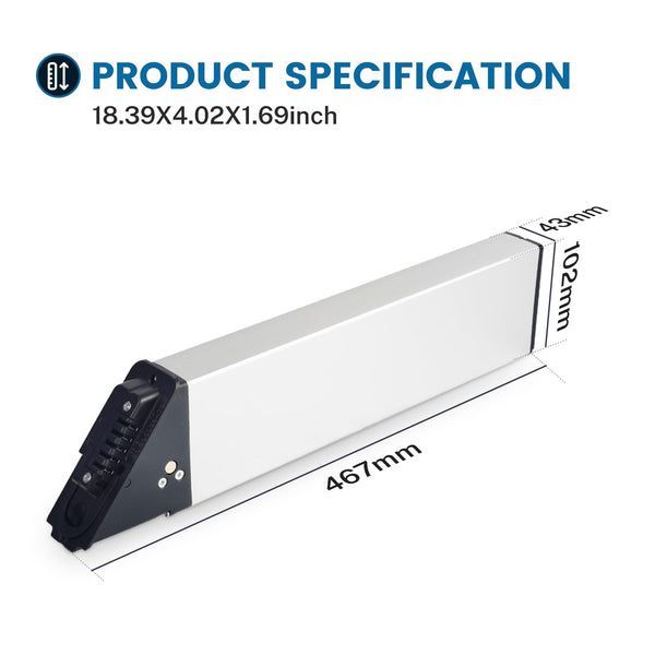 48V 10.4Ah 14Ah Folding Electric Bicycle Battery Fit for LECTRIC XP Step-Thru 3.0 Hitway BK20 Gotrax F2 R2 (48v14ah 467mm)
