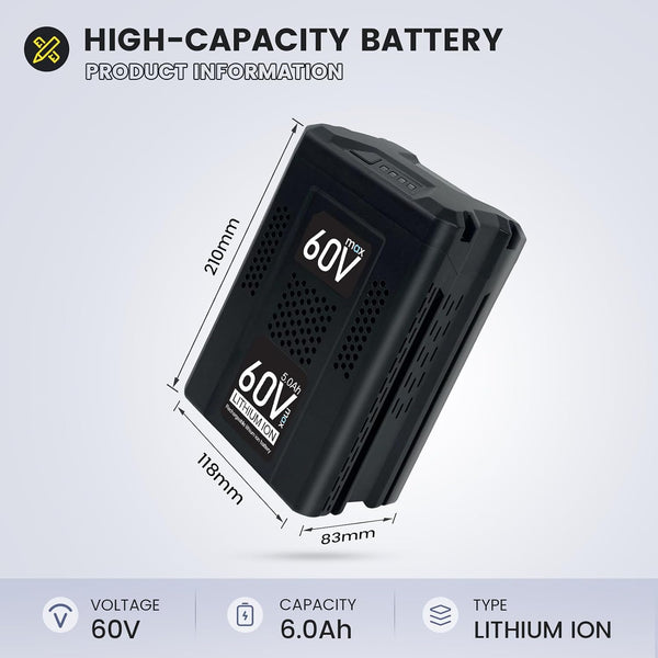 Cordless Tools 60V 5.0Ah Lithium Replacement for Greenworks 60V Battery LB60A03 LB60A02 LB60A00 Lawn Mower Battery-High Capacity Upgraded for Greenworks 60 Volt Green Works Max Batteries
