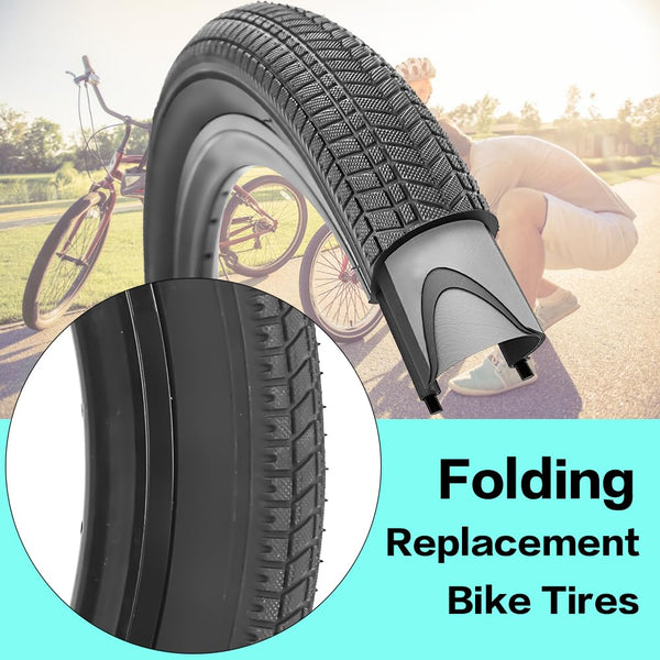2 Pack 12 1/2 X 2 1/4(12.5x2.25) 14/16/20 x 2.125 Inch Bike Tire and Inner Tubes Set Suitable for 12.5/14/16/20 X 2.125 Folding Kids Bike Replacement Tires and Tubes Kit Fit for Most Children Bike