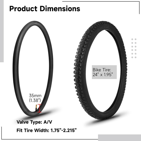 24 Inch Bike Tire, 2 Pack 24x1.95” Bicycle Tires and Tubes, 24 x 1.95 Bike Tire with Repair Kit, 24 x 1.95 Mountain Bike Tire BMX Tires, MTB Tires