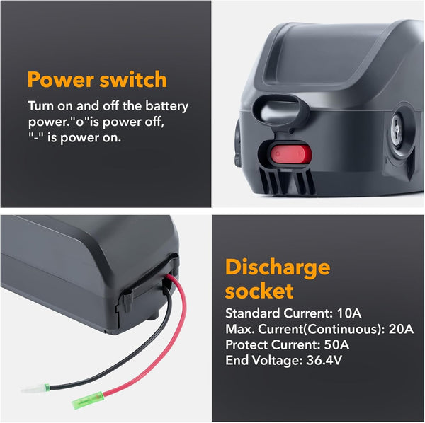 YS YOSE POWER 48V Ebike Battery Compatible with Viviebikes Vivi Electric Bike 48V 10.4Ah Lithium Batttery Pack for F26F H8 4pins Ebike Battery Replacement