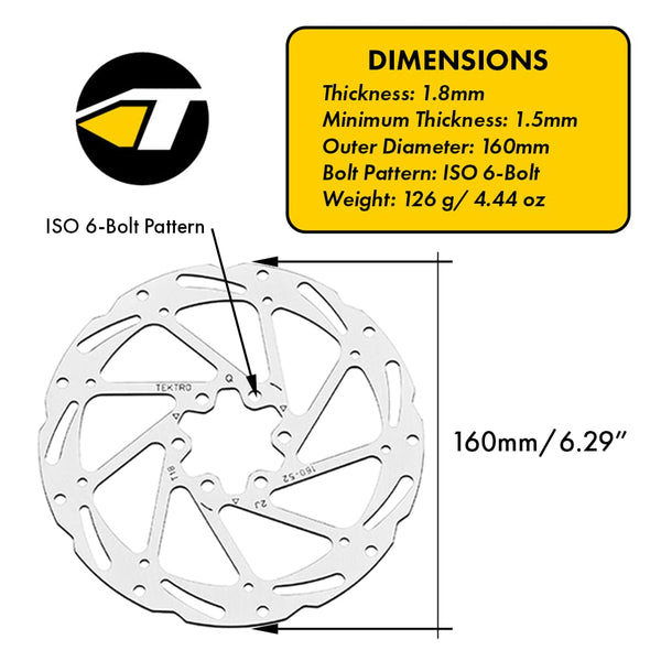 Tektro 160mm Bike Disc Brake Rotor - TRIPPER ELECTRIC BIKES