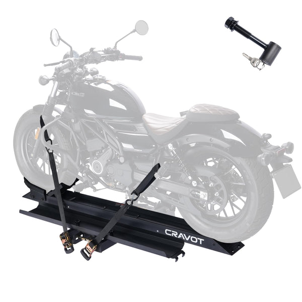 CRAVOT CyberRack E2 Hitch 2 EBike Rack with Ramp, 200 lbs Capacity Electric Bike Carrier Foldable Platform Mount, Up to 5-inch Fat Tire Bicycle for 2'' Receiver Cars Trucks SUVs Minivans RV, Trailer