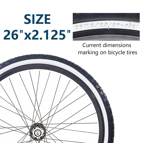 26" Bike Tire 26 x 2.125 Inch Folding Replacement Bicycle Tire for Beach Cruiser Bike
