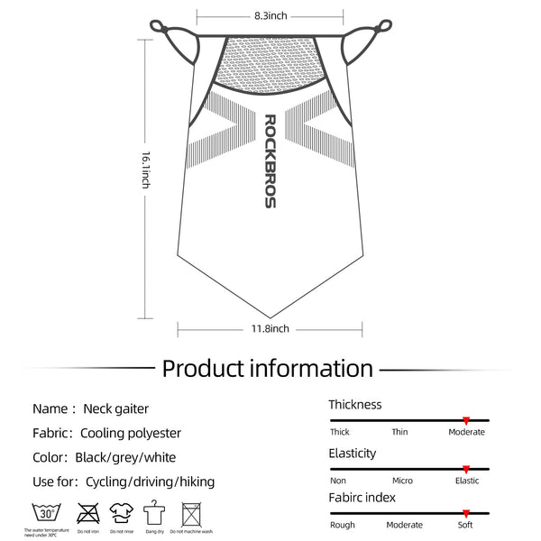 ROCKBROS Cooling Neck Gaiter with Ear Loops Summer Face Coverings for Men Women Cycling Fishing Mask