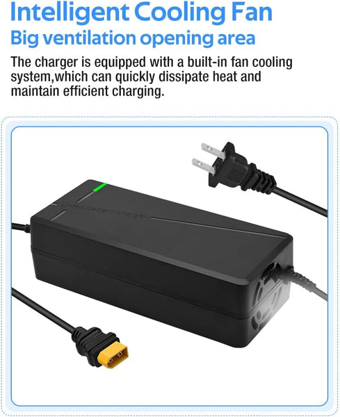 84V 5A Fast Charger with XT60 Male Plug for 72V Lithium Battery, 72V Charger with Cooling System