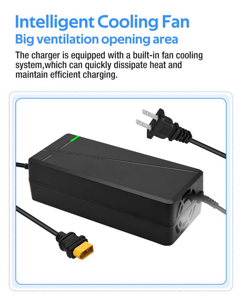 54.6V 3A / 5A Super Fast Charger for 48V Lithium Battery,No Adapter,7 Types of Plugs to Choose from, More Secure.Compatible with Most Plugs. with Cooling System (Cannon/XLR plug-3A)