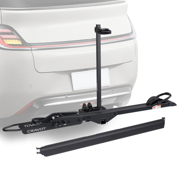 CRAVOT CyberRack E2 Hitch 2 EBike Rack with Ramp, 200 lbs Capacity Electric Bike Carrier Foldable Platform Mount, Up to 5-inch Fat Tire Bicycle for 2'' Receiver Cars Trucks SUVs Minivans RV, Trailer