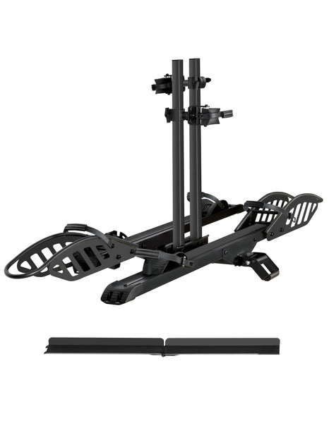 POLESTAR Hitch Mounted 2-Bike Rack, 200lbs Capacity Bike Rack Hitch with Lock, 2" Receiver Foldable Platform Mount for E-Bike, Up to 5" Fat Tire Bicycle and Standard, fit Car Trucks SUVs RVs Trailer
