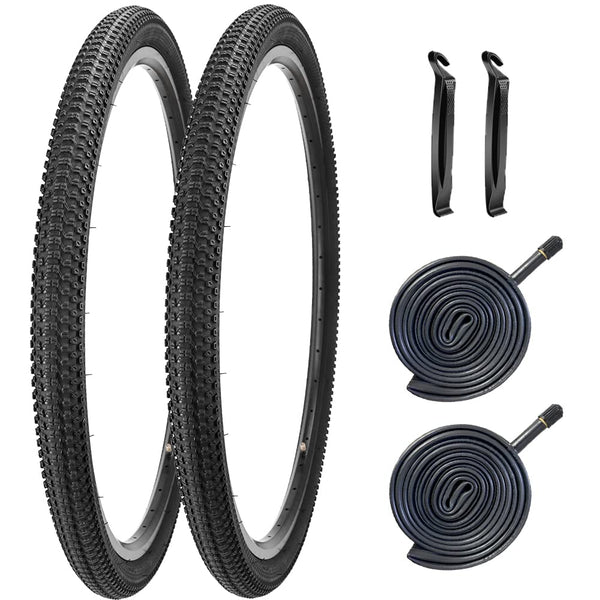 2 Pack Bike Tire 24 26 27.5 X 1.95 27.5 29 X 2.125 Inch Folding Replacement Bike Tire with Tire Levers Foldable Bead Wire Bicycle Tire for Mountain Bike