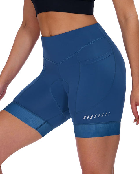Sportneer Womens 4D Padded Bike Shorts - Women's Cycling Shorts with Breathable Mesh Pockets & Secure Zipper