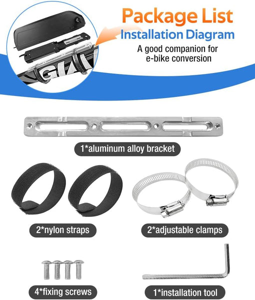E-Bike Battery Bracket for Battery Adapter Frame Mount,Aluminium Alloy Mount Plate for Hailong Batteries,Ebike Conversion Kit for Battery Adapter Frame Mount