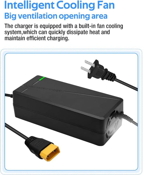 84V 5A Fast Charger with XT90 Male Plug for 72V Lithium Battery, 72V Charger with Cooling System (84V5A-XT90)