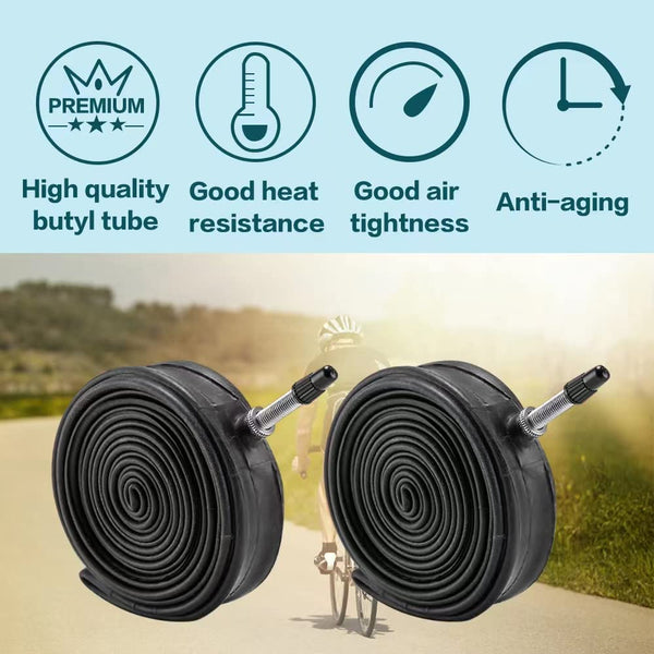 2 Pack 700x23C/25C/28C/35C/38C Bike Tires Plus Bike Inner Tubes Presta Valve 48mm or Schrader Valve 48mm Foldable Replacement Tires for Road Bicycle