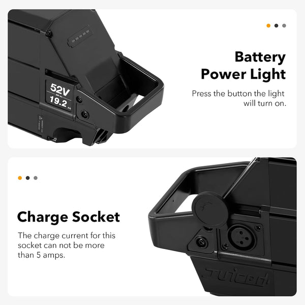 YS YOSE POWER 52V19.2Ah Ebike Battery Compatible for Juiced Bike Fit for RipCurrent Crosscurrent S2 X Scorpion X HyperScorpion CamScrambler CityScrambler HyperScrambler RipRacer Battery Replacement