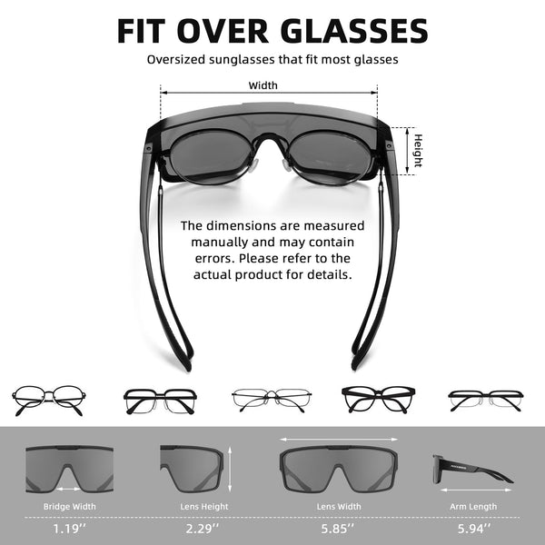 ROCKBROS Sunglasses Over Glasses for Men Women Polarized Fit Over Glasses Sunglasses for Fishing Cycling Driving