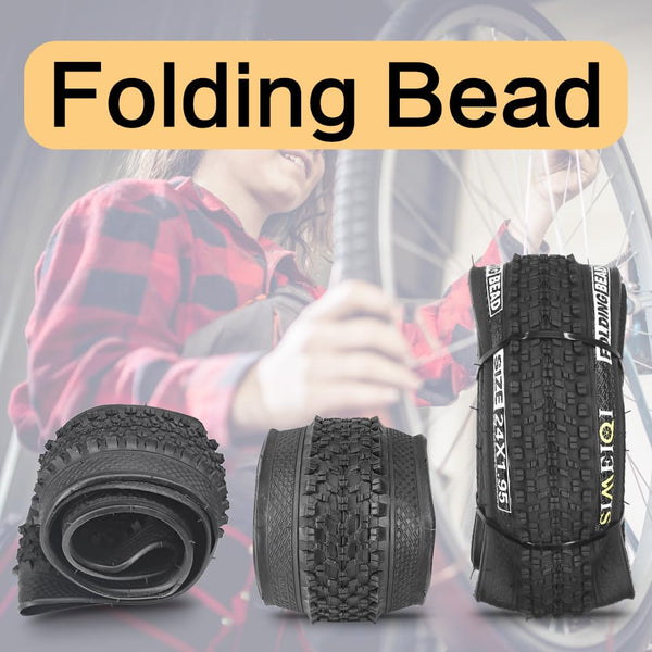 24 X 1.95 Inch Folding Bike Tires with 3mm Anti Puncture Proof Protection for Mountain Bicycles