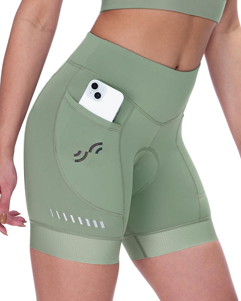 Sportneer Womens 4D Padded Bike Shorts - Women's Cycling Shorts with Breathable Mesh Pockets & Secure Zipper