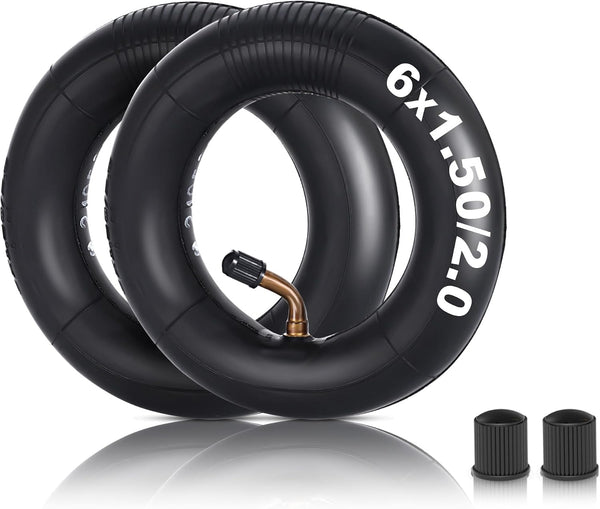 2 set of 6x2" Heavy Duty Inner Tubes with 45° Bent Valve Stem Replacement for Pneumatic Tyre Scooter F0 Pneumatic Wheel Trolley Cart Air Wheel