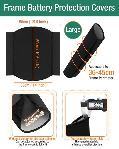 2P-Standard / 1P-Large Size EBike Battery Cover Waterproof, Bicycle Frame Battery Protector Cover