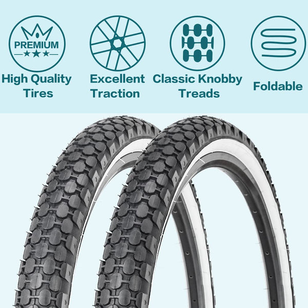 24" Bike Tire 24 x 2.125 Inch Folding Replacement Bicycle Tire for Beach Cruiser Bike
